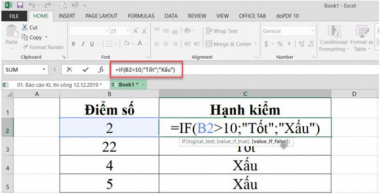 Sử dụng hàm IF trong Excel với điều kiện là chữ và số như thế nào?