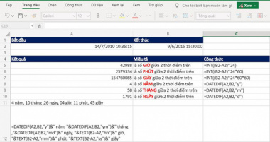 Hàm Datedif: tính khoảng thời gian giữa 2 thời điểm trong Excel